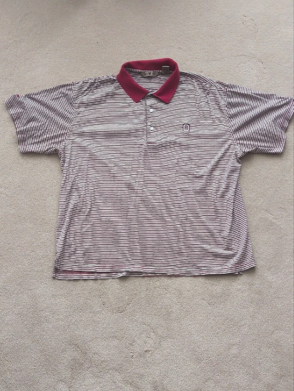 Men's Ohio State Striped Polo Shirt in Burgundy with Contrast Collar